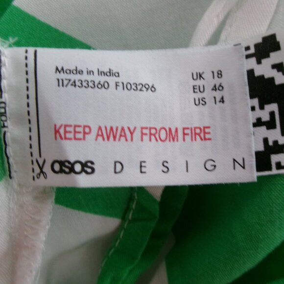 ASOS Kelly Green & White Striped Lightweight Drawstring Shorts High Waist 14 - Picture 7 of 8